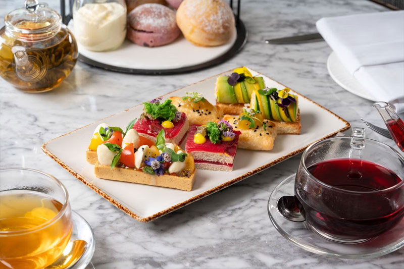 Botanical Afternoon Tea with a Glass of Bubbly