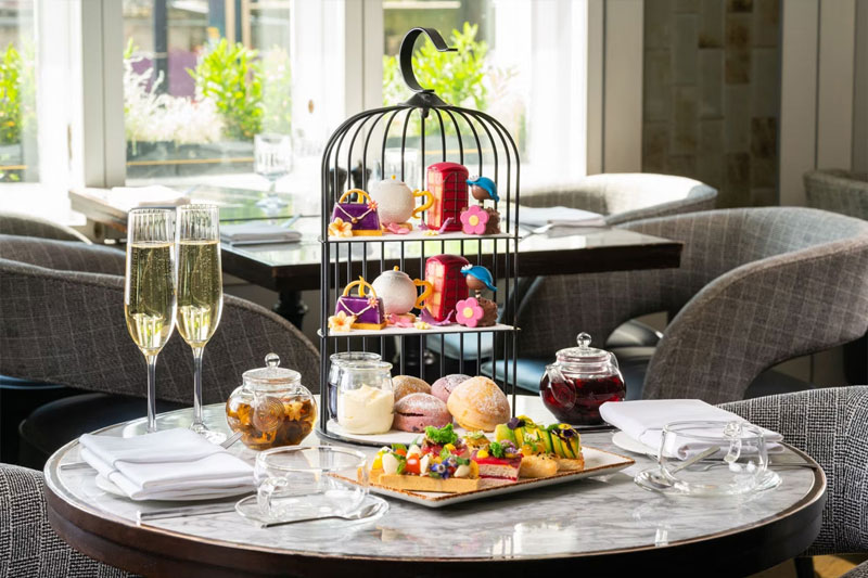Botanical Afternoon Tea with a Glass of Bubbly